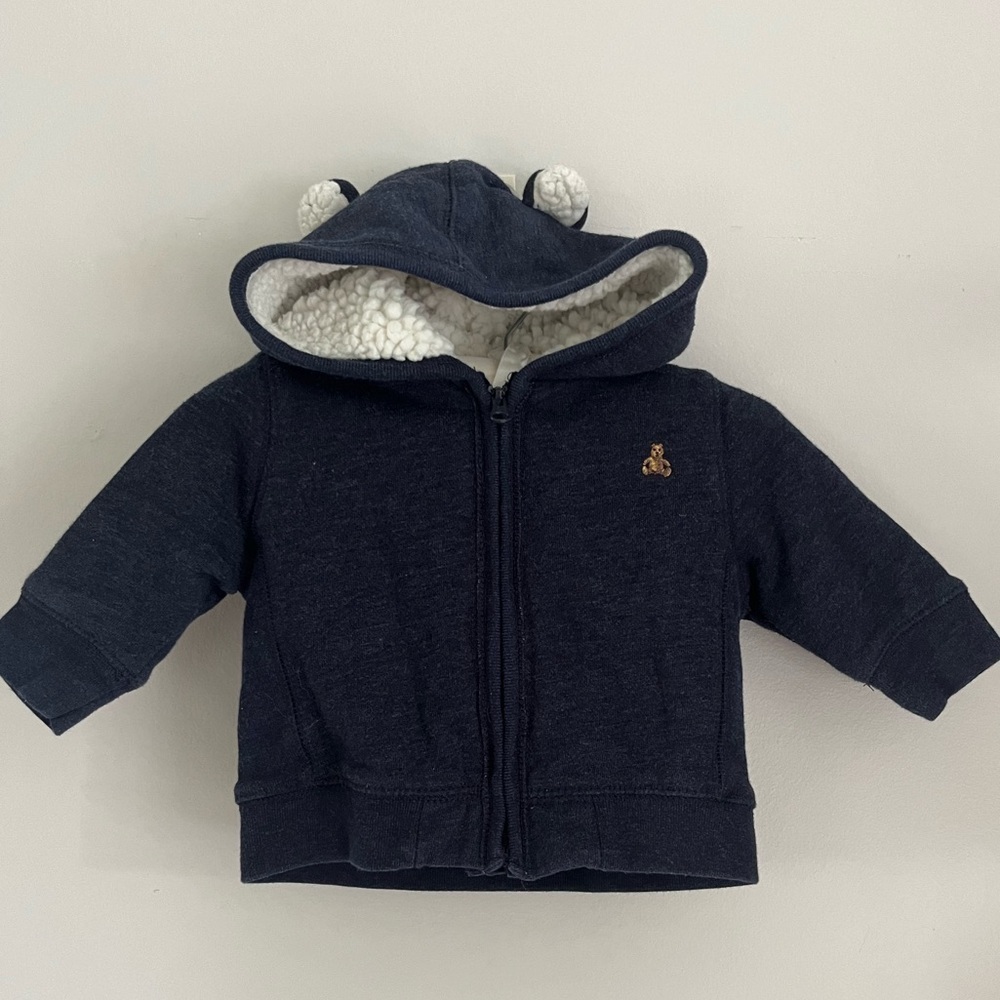 Baby Gap Bear Hoodie Sweatshirt Sweater Zipper - Navy -3 - 6 months​​​